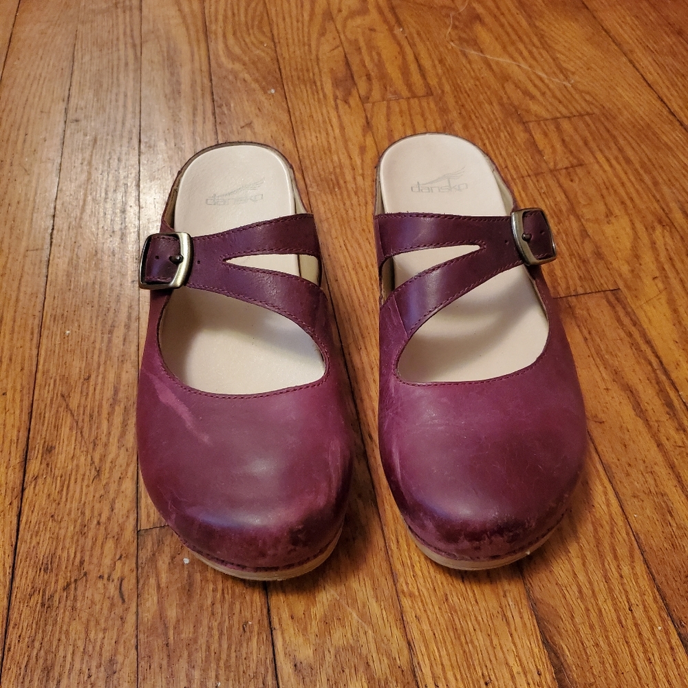 Dansko backless leather clogs